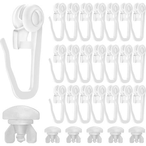 Lot de 100 roulettes de rideau de qualité supérieure pour rail - 8 mm - Dimensions standard - Pour rail de 4 à 6 mm de largeur - Avec 6 bloqueurs (1/5)