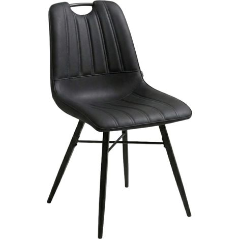 Chaise RENO Noir en simili cuir style vintage pour intérieur (1/2)