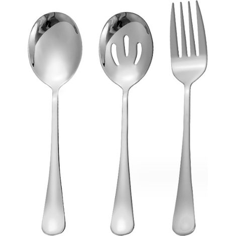 Cuillère À Service - Cuillère Égouttoir - Fourchette À Service - En Acier Inoxydable - Pour Buffet Et Réception - Lot De 6 (1/5)