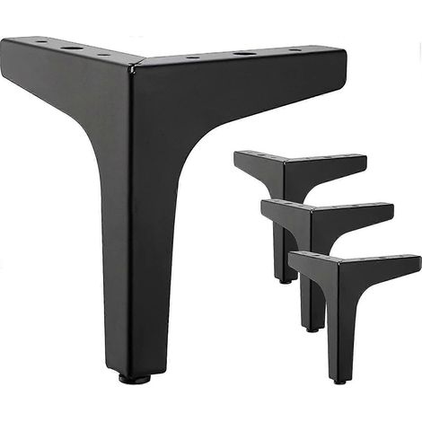 Pieds de meubles en métal noir de 13 cm chacun, adaptés aux armoires, canapés, tables basses, supports TV et autres meubles. (1/5)