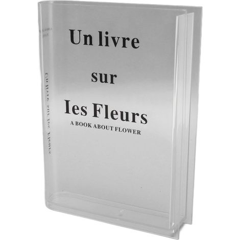 Vase livre transparent en acrylique, style artistique et culturel, décoratif, idéal pour les compositions florales et la décoration intérieure. Lettres noires.