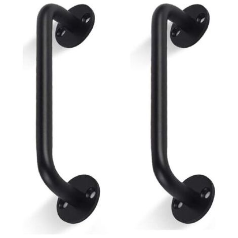 Sollbry Lot de 2 poignées de porte de grange tubulaires noires pour porte coulissante, porte de garage (1/4)