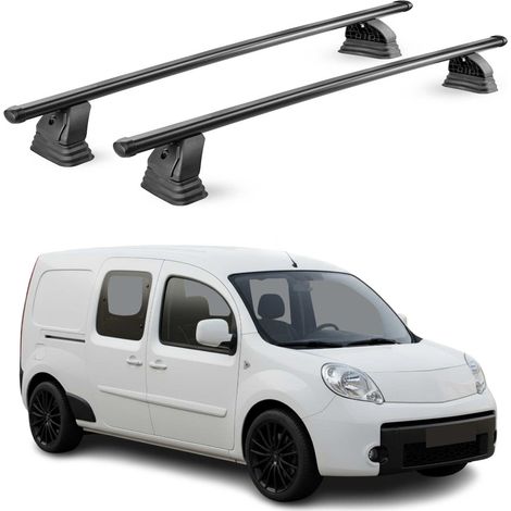 OMAC Barres de toit transversales en acier pour Renault Kangoo II 2007-2021 – TÜV / DIN 75302:2019 – Antivol inclus – Rainure en T (accessoires) – Charge max 75 kg – 2 barres – Noir (1/5)