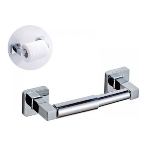 Porte-rouleau de papier toilette support mural carré support de papier de soie de salle de bain distributeur de mouchoirs support de rouleau de papier toilette auto-adhésif mural chrome (1/5)