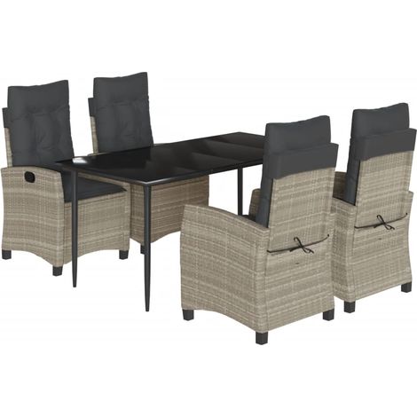 Maison Exclusive - Set comedor de jardín 5 pzas cojines ratán sin (1/5)