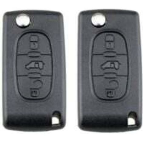 Set mit 2 CE0536-Schlüsselanhängern für Peugeot Partner 107, 207, 307, 407, 208, 308, Citroën C2, C3, C4, C5, Berlingo, Picasso, Peugeot Partner-Schlüsselanhänger, Citroën-Fernbedienung, Berlingo-3-Ta (1/4)