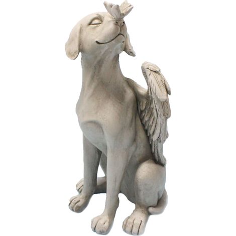 Statue commémorative pour chien ange, sculptée à la main, en résine synthétique aux couleurs vives et raffinées, idéale pour un jardin extérieur. (1/5)