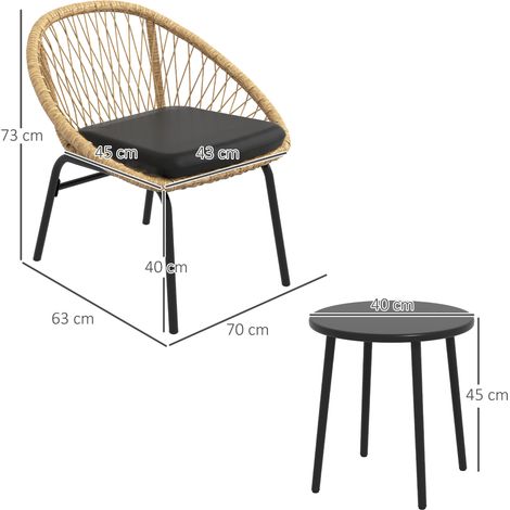 Rattan Terrassengarnitur, Gartenmöbel-Set, 2 Sessel & Tisch, Gelb (1/5)