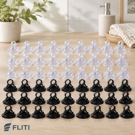 Lot de 60 Ventouses Transparentes et Noires 45mm 3kg PVC Réutilisables pour Surfaces Lisses Particulier (1/5)