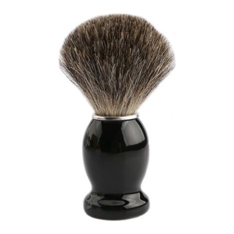Blaireau de rasage - Blaireau de rasage en poils véritables - Brosse en poils de blaireau naturels pour un rasage en douceur - Manche noir et accents métalliques (1/5)