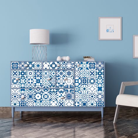 Stickers décoration Meuble - Sticker adhésif Cuisine Salon - 60 STICKERS CARRELAGES MEUBLE CARMIETA - 60stickers10x10cm (1/5)