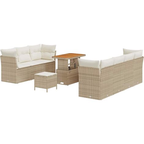 Maison Exclusive - Set Divano da Giardino con cuscino 10 pcs beige e panna