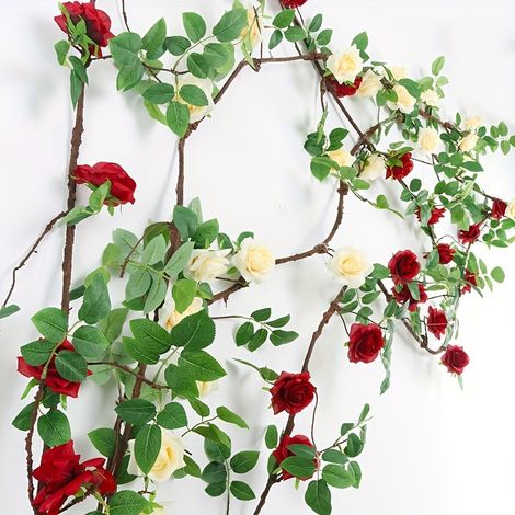 Lot de 2 guirlandes artificielles suspendues, guirlande de roses de 230 cm pour arche, décoration de fête d'anniversaire de mariage (violet)