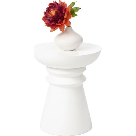 Relaxdays Tavolino/sgabello design pedina degli scacchi, decorazione soggiorno, HxD 45x38 cm, metallo bianco