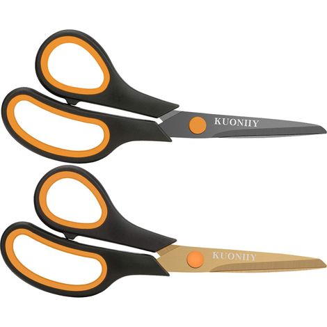 Ciseaux, Lame Recouverte de Titane Ultra-tranchante, Manche Douce et Confortable, Ciseaux à Multi-usages, Lot de 2 Paires, 20,3 cm, Noir, Jaune