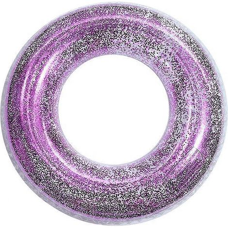Bouée gonflable transparente à paillettes pour les fêtes aquatiques estivales un accessoire flottant conçu pour les activités récréatives dans l'eau.-AquaForge (1/4)