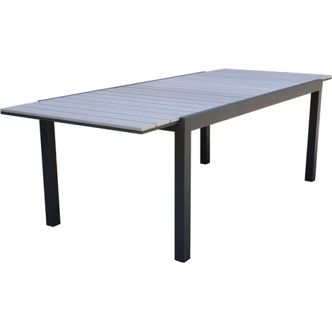 "Pental" ausziehbarer Tisch aus Aluminium und Polywood-Lamellen für den Außenbereich 180/240x100 cm -Anthrazit / Tisch + 6 Stühle (1/5)