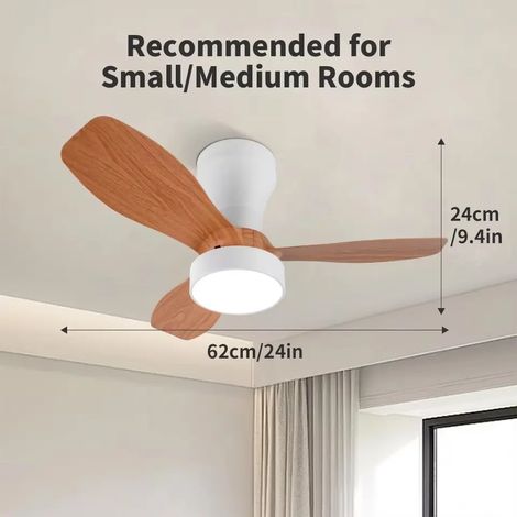 Ventilateur plafond lumineux 100 cm pales imitation bois, variateur, commande télécommande et APP (1/4)