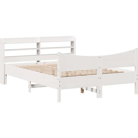 Maison Exclusive - Cadre de lit avec tête de lit blanc 120x200 cm bois pin massif (1/5)