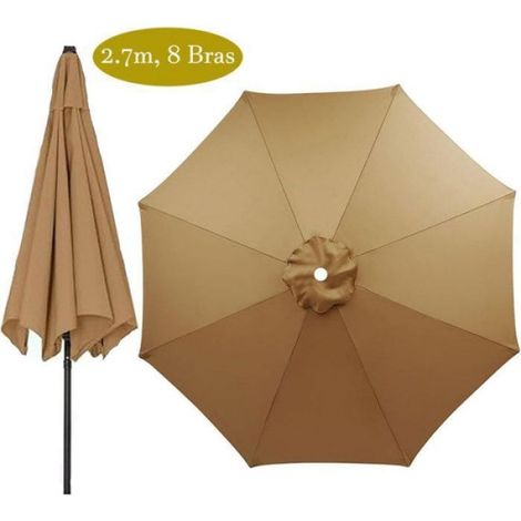 Housse De Parasol De Jardin - Toile De Rechange Ronde En Polyester - Pour Parasol 2 7 M 8 Bras - Kaki (1/5)