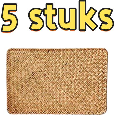 Lot de 5 sets de table rectangulaires tissés à la main 45 x 30 cm pour table et tasses à thé orange (1/4)