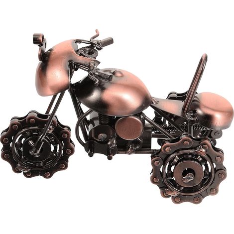Modèle de Moto Tricycle Rétro en Fer Marron, Décoration de Bureau (1/5)