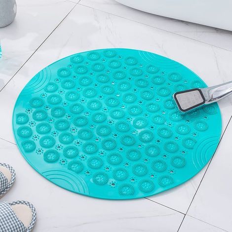 Tapis de salle de bain antidérapant en caoutchouc vert 6666CM, , Tapis antidérapant rond en TPR pour salle de bain, tapis de douche avec ventouse (1/4)