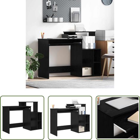 vidaXL Schreibtisch mit Stauraum - Schreibtisch Schwarz Eichen-Optik 120,5 x 44 x 88,5 cm (1/5)