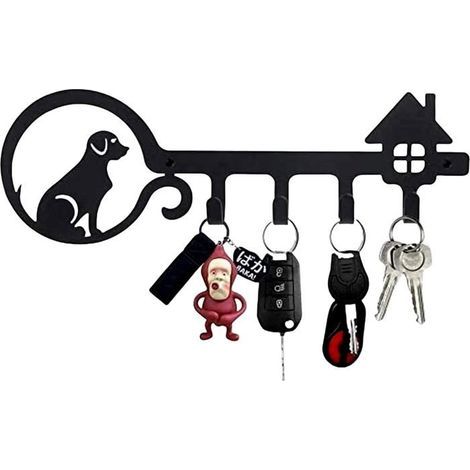 Wall-mounted key holder, iron hooks in the shape of animals, for storing keys and mail at the entrance. (1/4)
