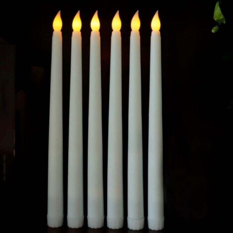 Bougies LED Bougies coniques, Bougies sans flamme, Bougies à piles, Bougies longues LED Lot de 6 (1/4)