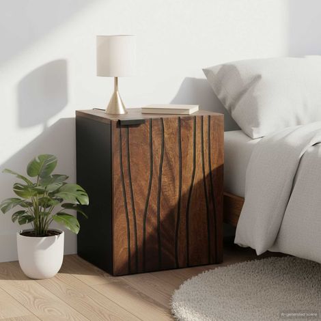 Meuble de lavabo mural 2 étagères en bois d’ingénierie noyer 38 x 33 x 48 cm - PANGIVO (1/5)
