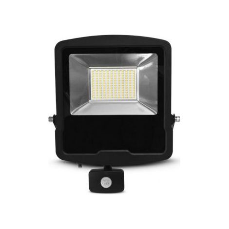 LUMOS PROJECTEUR 100W 4000K PLAT NOIR IP65 + DETECT IR 5ANS MIIDEX VISION-EL 80353 (1/4)