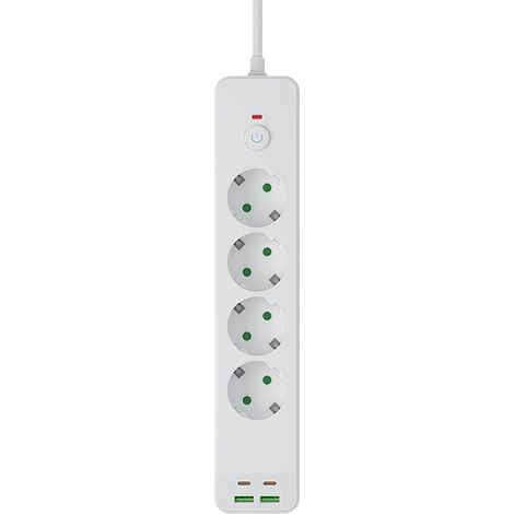 Multiprise 4 Prises AC - 4 Ports USB - Protection Surcharge - Volets De Sécurité Enfants - Câble 1,8 M - Rétardateur De Flamme (1/5)
