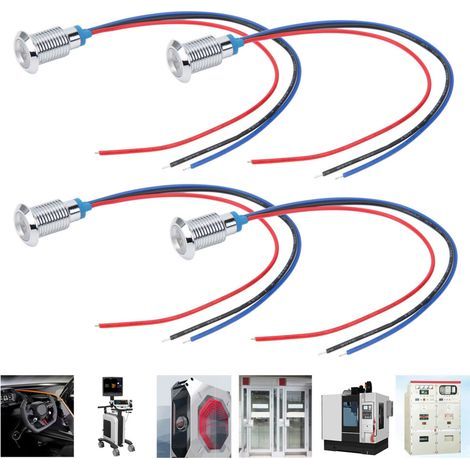 Convient aux lampes LED rondes précâblées étanches, 10 mm, 12/24 V, avec voyants lumineux rouges et bleus. (1/2)
