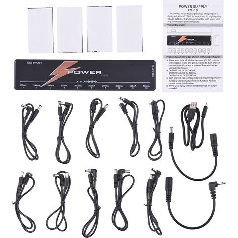 Alimentation pour pédale de guitare à 10 canaux avec protection indépendante contre les courts-circuits, indicateur LED pour effets, autres appareils d'instruments de musique portables (1/5)