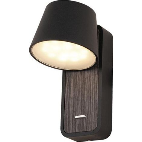 Applique Murale Liseuse LED 7W Noir Sablé et Brun ZAMBELIS H61 - Blanc chaud - 3000K (1/2)
