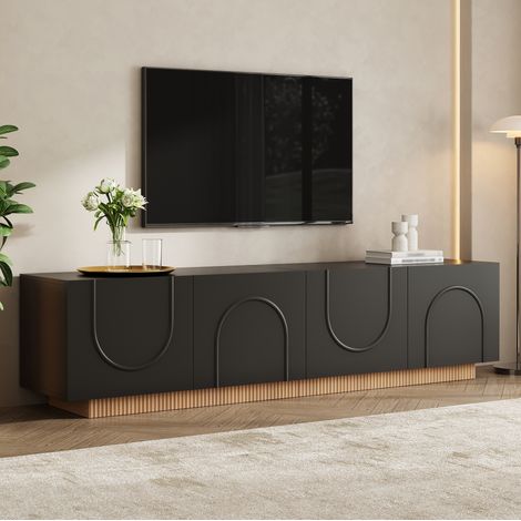 Mobile TV basso con 4 ante, vani portaoggetti e passacavi, 170 x 38 x 42 cm, nero HAVRYA (1/5)