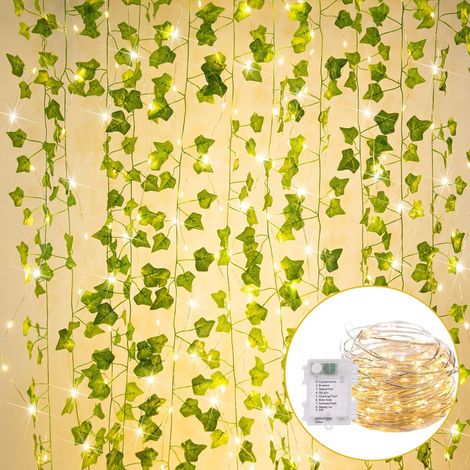 36 FtArtificial Ivy Vine 100 LED Vine Lights 8 Modes Ivy Lights for Bedroom Room Wall Wedding Indoor Party Festival Decor (Warm White) (1/5)