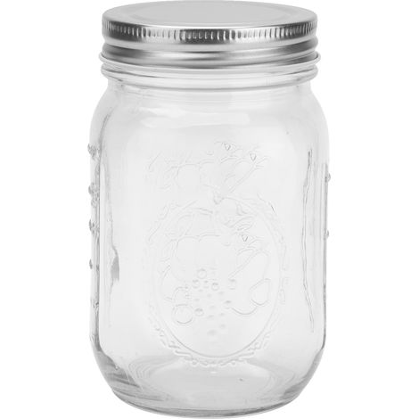 Bocal en verre transparent 500ml avec couvercle étanche pour miel, confiture et aliments secs