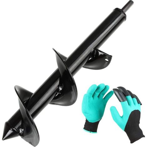 Foret hélicoïdal Ulisem, Ø 80 mm, foret de jardin + gants, foret de jardin pour perceuse électrique, outil pratique pour planter des fleurs sur les arbres et arbustes (1/4)