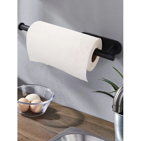 (Noir C long) Porte-essuie-tout adhésif pour la cuisine, distributeur de papier toilette, rangement pour armoire, porte-serviettes, accessoires de salle de bain (1/5)