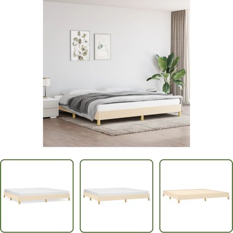 vidaXL Schlafzimmer - Bettgestell ohne Matratze Creme 200x200 cm Stoff (1/5)