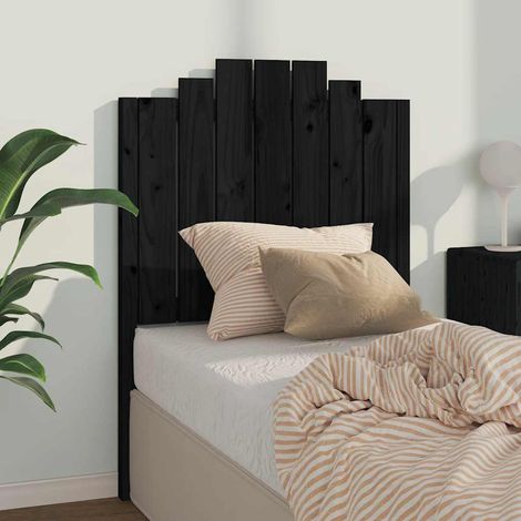 Tête de lit noire en bois de pin massif 81 x 4 x 110 cm - PANGIVO (1/5)