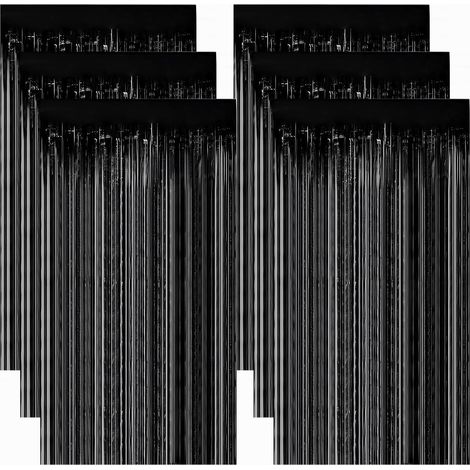 6 Pièces Rideau Metallique Noir 1X2 Mètres Rideau Frange Paillette Noir pour Le Nouvel an Halloween Décorations de Noël Fêtes d'anniversaire Décorations de Scène