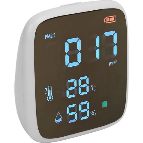 PM2,5-Raumluftqualitätsdetektor, Mini-Tragbares Messgerät, Intelligenter Temperatur- und Feuchtigkeitssensor mit Alarm (1/5)