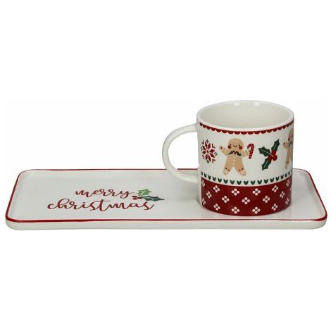 Tognana Set Tazza con Piatto Rettangolare Natale 160 Cc New Milk&C Ginger