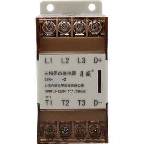 Relais statique triphasé avec dissipateur thermique, tension de commande 3–32 V CC, tension de charge 24–380 V CA, boîtier blanc 1 (1/4)