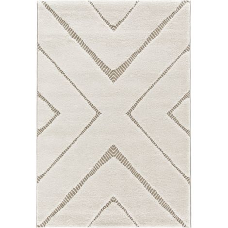 BOBOCHIC - Tapis poils ras RACHIDA motif graphique  160x230 Beige (1/5)