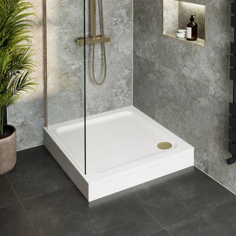 800 x 800mm Easy Plumb Square Shower Tray for Enclosure with Brass Waste (1/3)