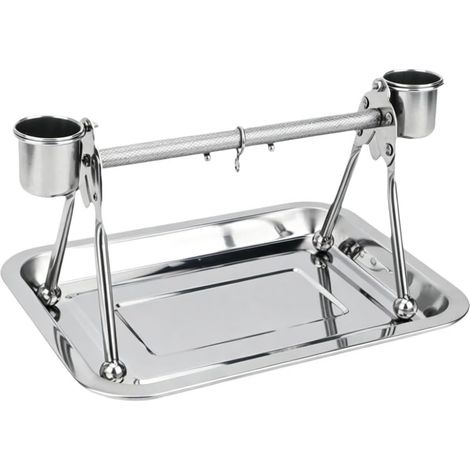 Support en acier inoxydable pour perroquet avec plateau amovible pour nourriture et eau pour oiseaux de petite et moyenne taille, facile à nettoyer, habitat stable, 31 x 21 cm, rouille (1/5)
